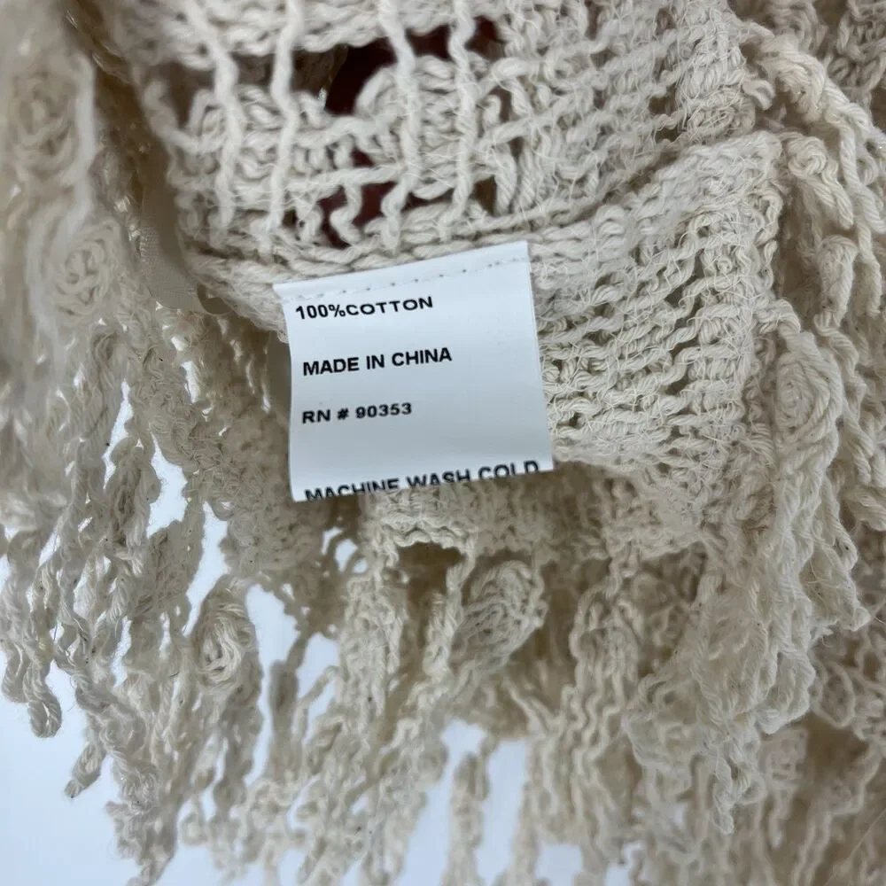 Rebellion Vest Size Small Ivory Crochet Fringe Boho Hippie Festival Cottagecore - Picture 8 of 9